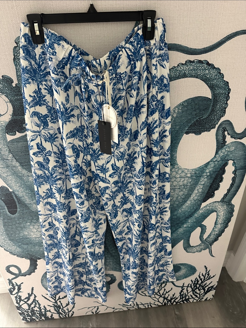 Gianni Bini Blue and White Wide Leg Pants